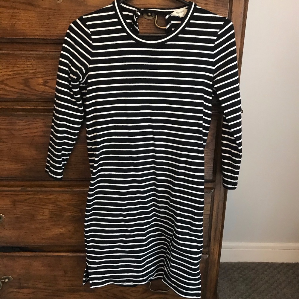 Black and white striped dress